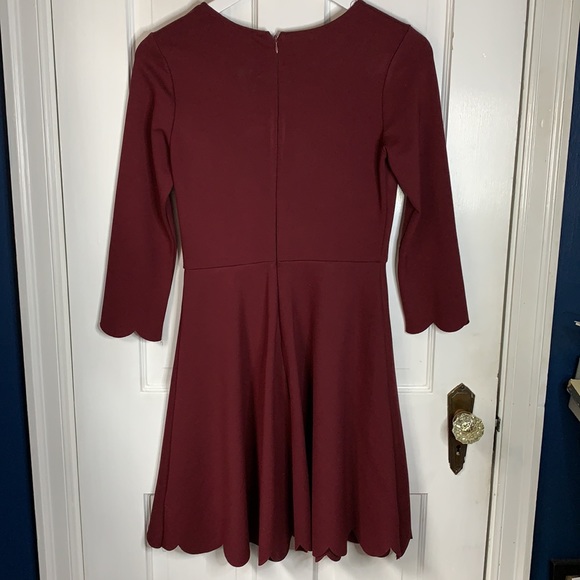 Lulu’s Cumulonimbus Clouds Burgundy Red Scallop Dress Sz M - Picture 7 of 10